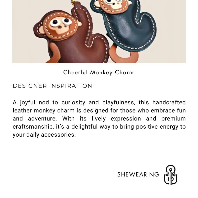 Handcrafted Lucky Monkey Leather Bag Charm – Full - Grain Leather Keychain | Zodiac Monkey Pendant | Car & Handbag Decoration - Tomlynam