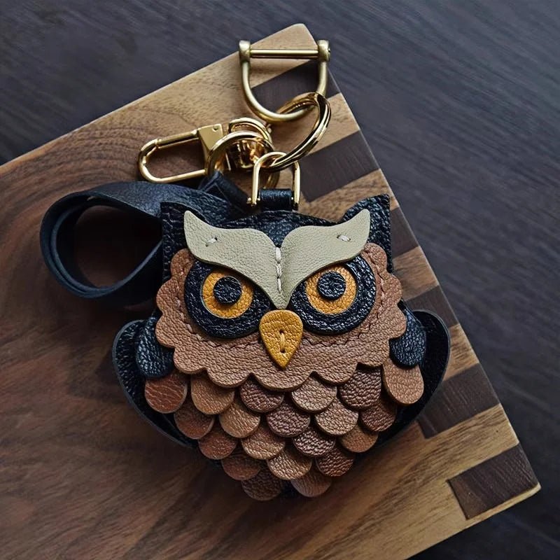 Handcrafted Owl Leather Bag Charm | Keychain | Premium Quality | Unique and Sophisticated Design - Tomlynam