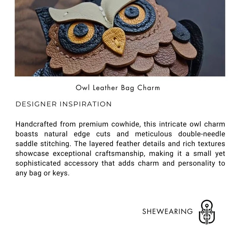 Handcrafted Owl Leather Bag Charm | Keychain | Premium Quality | Unique and Sophisticated Design - Tomlynam