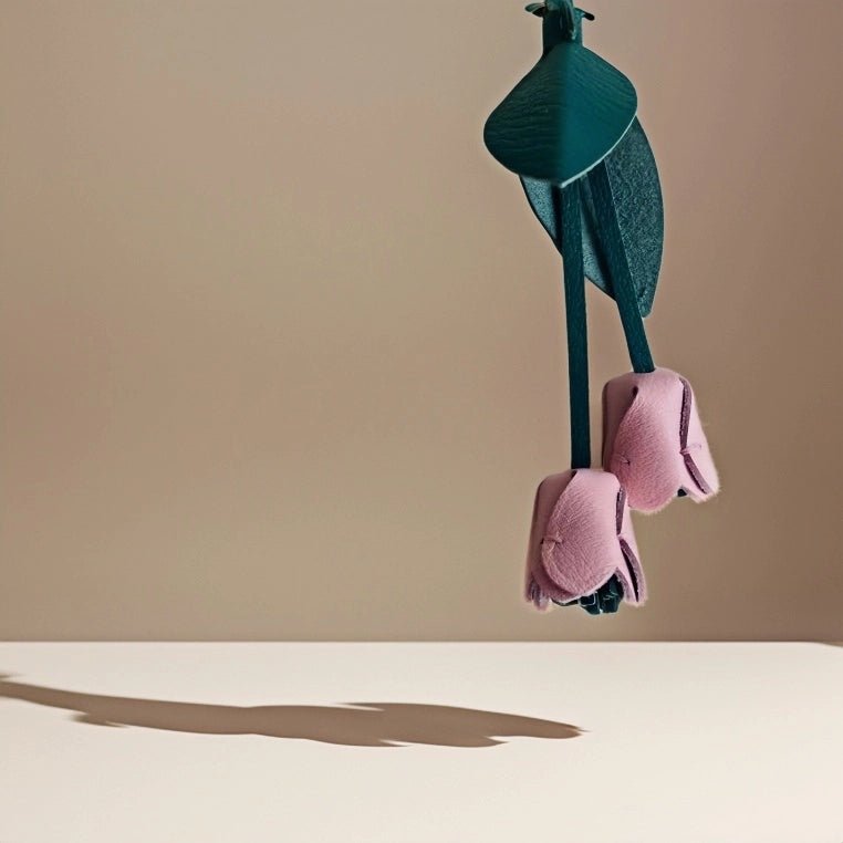 Handcrafted Pink Tulip Bag Charm in Premium French Lambskin – Elegant Floral Design for Bags and Keys, Artisan - Made Gift for Her - Tomlynam