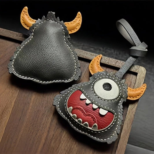 Handcrafted Playful Monster Bag Charm – French Full - Grain Goatskin, Creative Fun Design, Keychain and Bag Accessory, Perfect for Unique Gifting - Tomlynam
