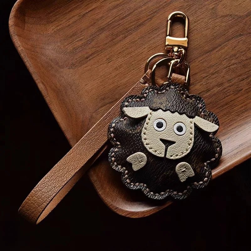 Handcrafted Sheep Leather Bag Charm – Vintage - Inspired Full - Grain Leather Keychain for Bags & Cars – Artisanal Gift for Men & Women - Tomlynam