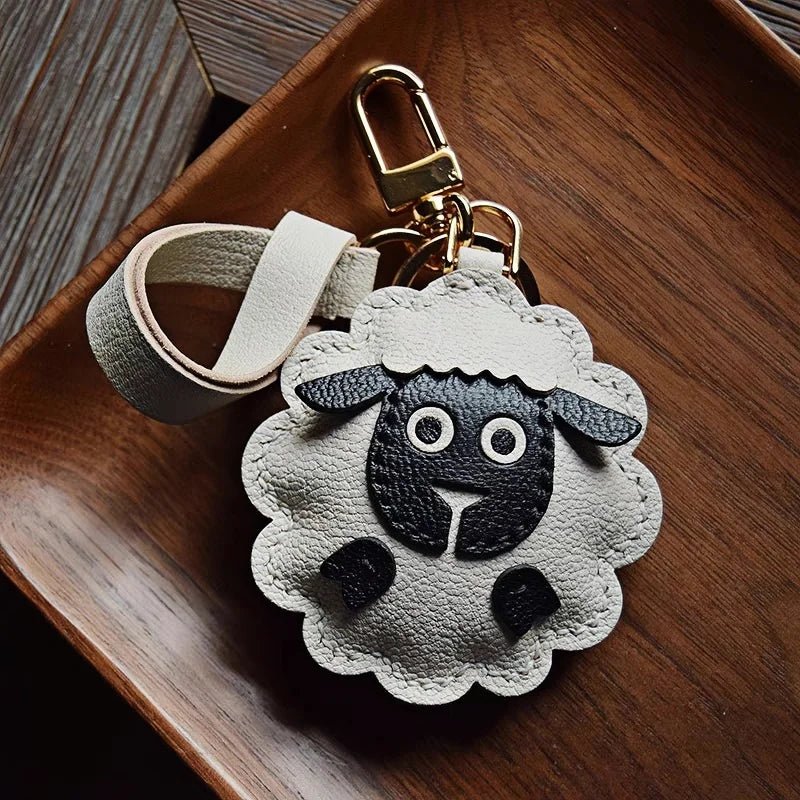 Handcrafted Sheep Leather Bag Charm – Vintage - Inspired Full - Grain Leather Keychain for Bags & Cars – Artisanal Gift for Men & Women - Tomlynam