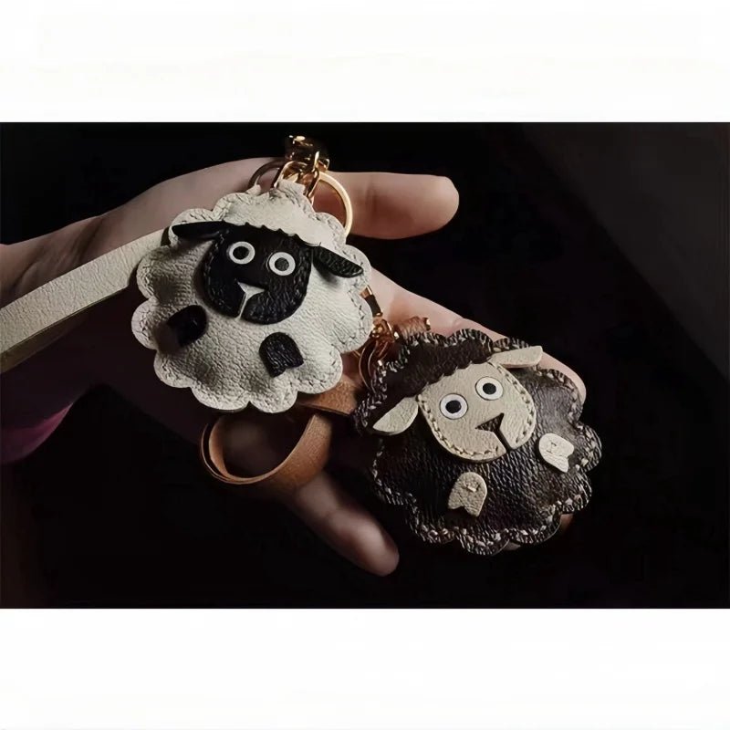 Handcrafted Sheep Leather Bag Charm – Vintage - Inspired Full - Grain Leather Keychain for Bags & Cars – Artisanal Gift for Men & Women - Tomlynam