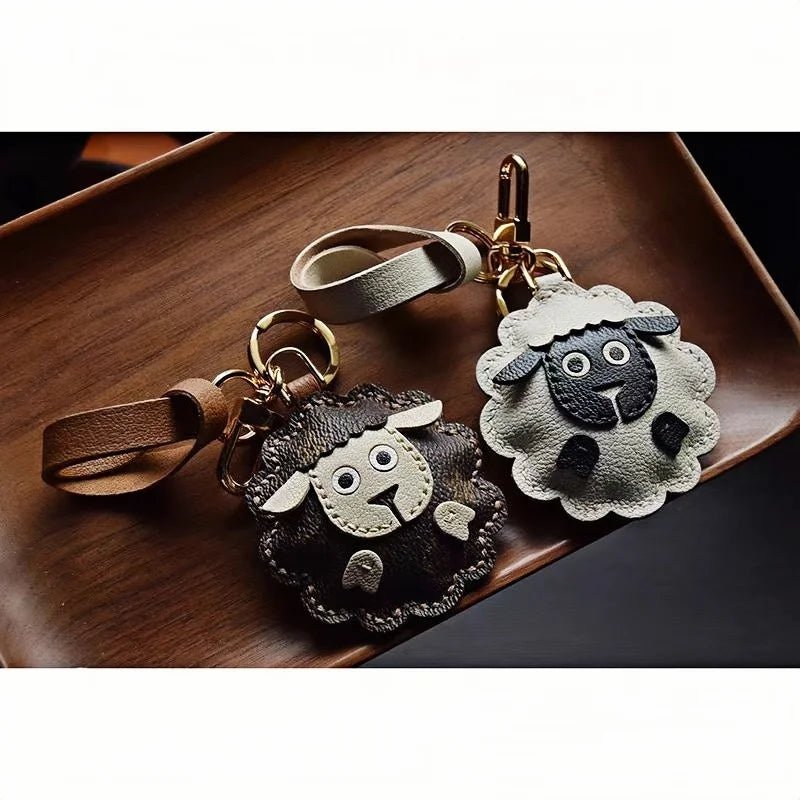 Handcrafted Sheep Leather Bag Charm – Vintage - Inspired Full - Grain Leather Keychain for Bags & Cars – Artisanal Gift for Men & Women - Tomlynam
