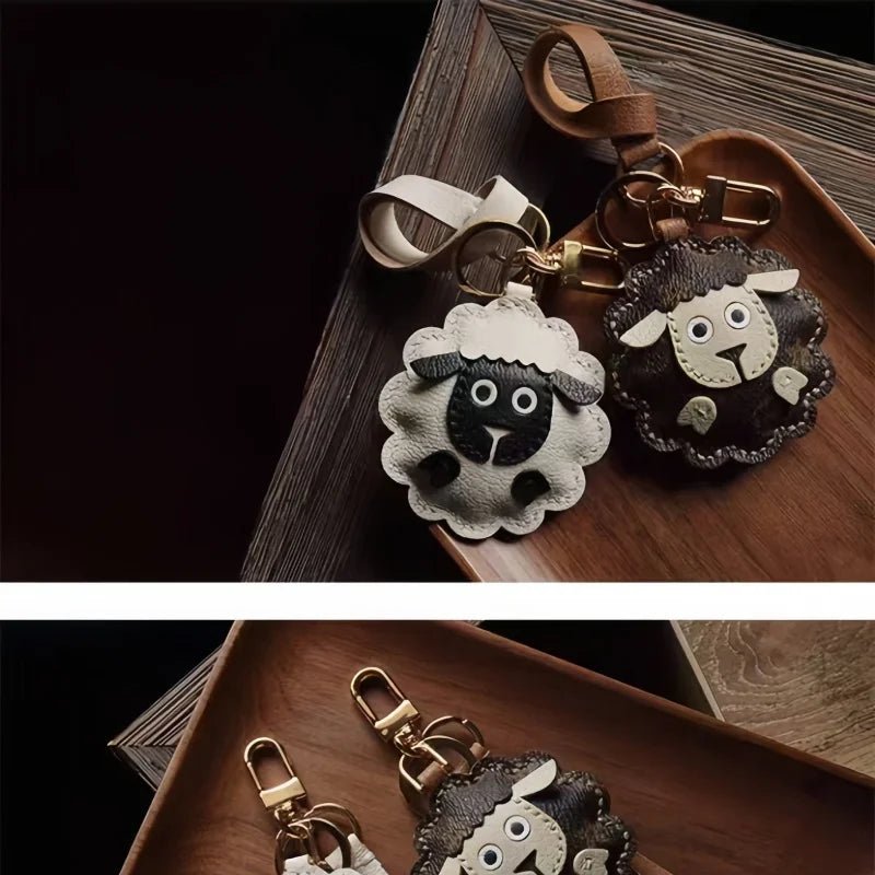 Handcrafted Sheep Leather Bag Charm – Vintage - Inspired Full - Grain Leather Keychain for Bags & Cars – Artisanal Gift for Men & Women - Tomlynam