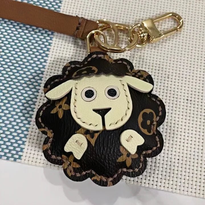 Handcrafted Sheep Leather Bag Charm – Vintage - Inspired Full - Grain Leather Keychain for Bags & Cars – Artisanal Gift for Men & Women - Tomlynam