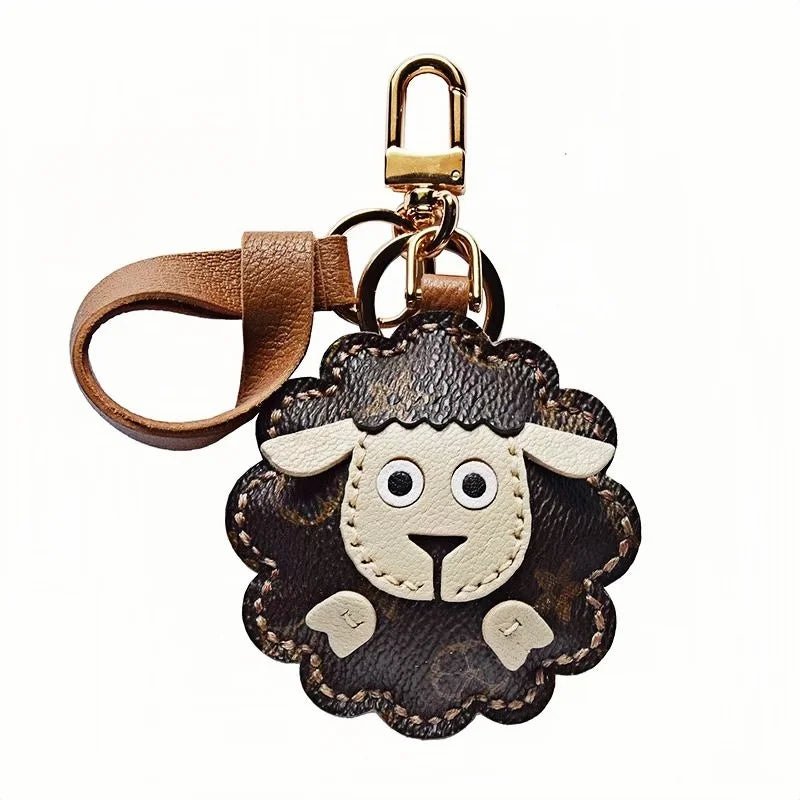 Handcrafted Sheep Leather Bag Charm – Vintage - Inspired Full - Grain Leather Keychain for Bags & Cars – Artisanal Gift for Men & Women - Tomlynam