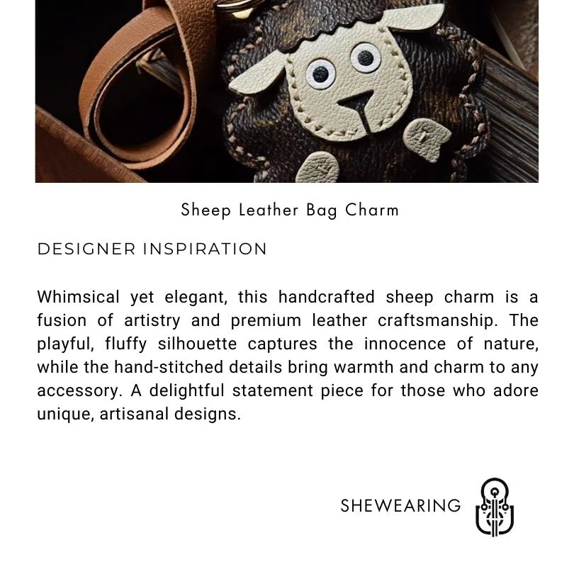 Handcrafted Sheep Leather Bag Charm – Vintage - Inspired Full - Grain Leather Keychain for Bags & Cars – Artisanal Gift for Men & Women - Tomlynam