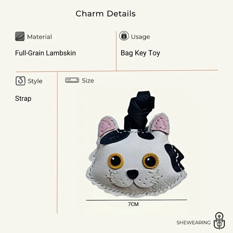 Handcrafted Sheepskin Cat Bag Charm – Adorable Key Accessory for Pet Lovers - Tomlynam