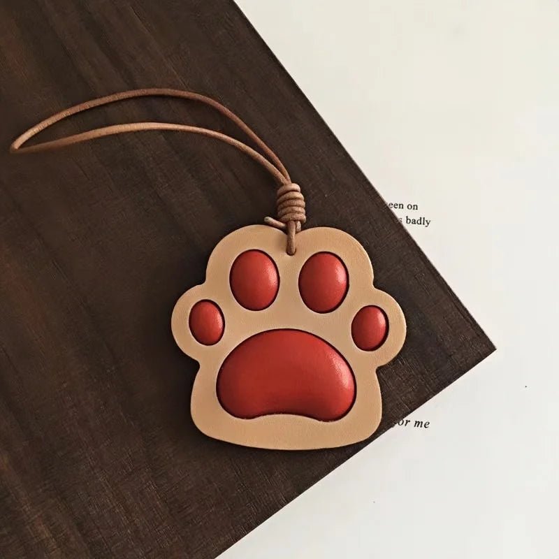 Handcrafted Vegetable - Tanned Leather Paw Charm – Cat & Dog Paw Bag Charm, Unique Gift for Pet Lovers - Tomlynam