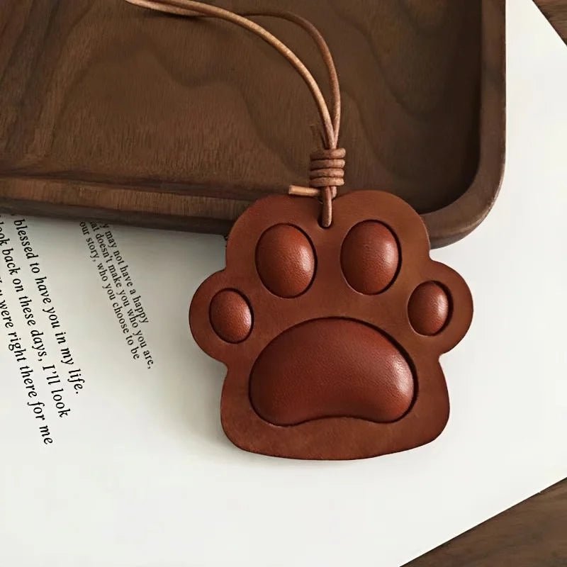 Handcrafted Vegetable - Tanned Leather Paw Charm – Cat & Dog Paw Bag Charm, Unique Gift for Pet Lovers - Tomlynam
