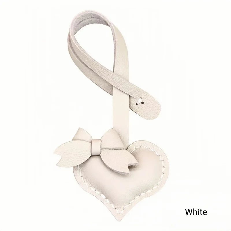 Heart - Shaped Bow Tie Leather Bag Charm | Minimalist Design | Handcrafted | Versatile and Elegant Gift - Tomlynam