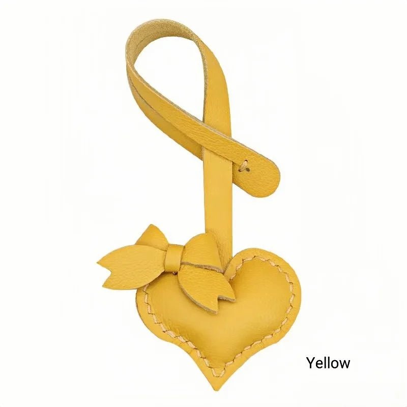 Heart - Shaped Bow Tie Leather Bag Charm | Minimalist Design | Handcrafted | Versatile and Elegant Gift - Tomlynam
