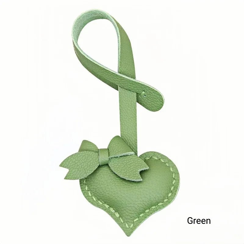Heart - Shaped Bow Tie Leather Bag Charm | Minimalist Design | Handcrafted | Versatile and Elegant Gift - Tomlynam