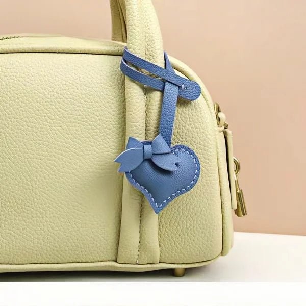 Heart - Shaped Bow Tie Leather Bag Charm | Minimalist Design | Handcrafted | Versatile and Elegant Gift - Tomlynam