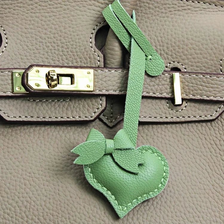 Heart - Shaped Bow Tie Leather Bag Charm | Minimalist Design | Handcrafted | Versatile and Elegant Gift - Tomlynam