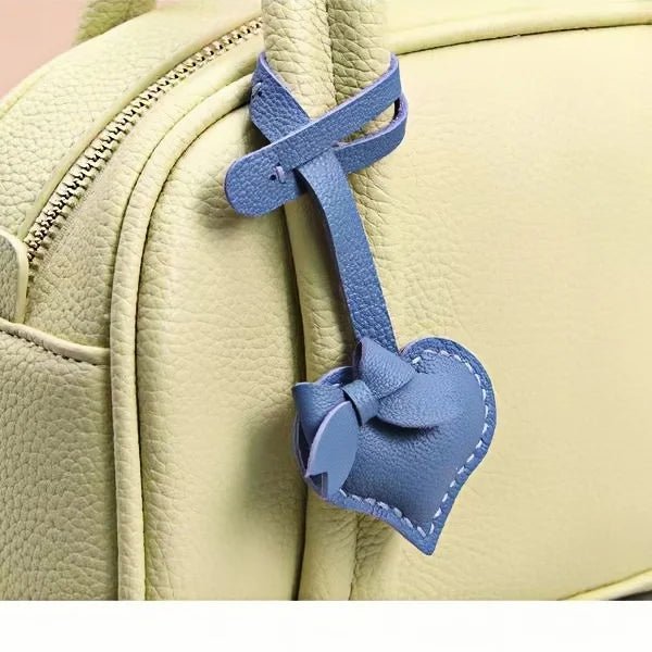 Heart - Shaped Bow Tie Leather Bag Charm | Minimalist Design | Handcrafted | Versatile and Elegant Gift - Tomlynam