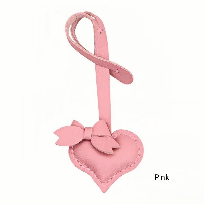 Heart - Shaped Bow Tie Leather Bag Charm | Minimalist Design | Handcrafted | Versatile and Elegant Gift - Tomlynam