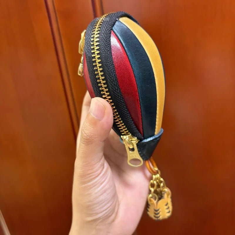Hot Air Balloon Leather Bag Charm – Handmade Full - Grain Cowhide Keychain Pendant | Creative Zipper Pouch for Car & Purse Decoration - Tomlynam