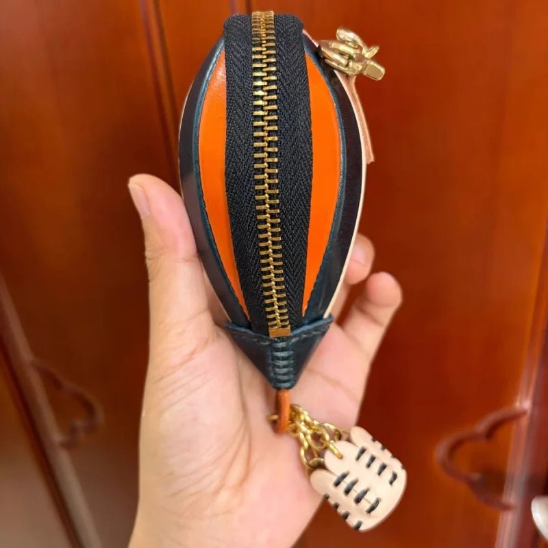 Hot Air Balloon Leather Bag Charm – Handmade Full - Grain Cowhide Keychain Pendant | Creative Zipper Pouch for Car & Purse Decoration - Tomlynam