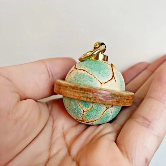 Landing Planet Bell Bag Charm Handcrafted Full - Grain Leather, Bell - Shaped Planetary Charm for Keys or Bags, Unique Gift for All - Tomlynam