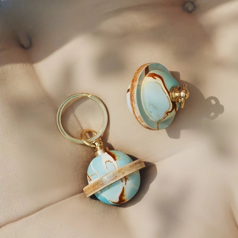 Landing Planet Bell Bag Charm Handcrafted Full - Grain Leather, Bell - Shaped Planetary Charm for Keys or Bags, Unique Gift for All - Tomlynam