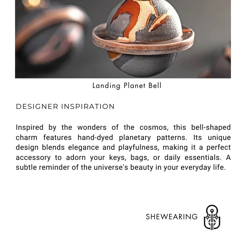 Landing Planet Bell Bag Charm Handcrafted Full - Grain Leather, Bell - Shaped Planetary Charm for Keys or Bags, Unique Gift for All - Tomlynam