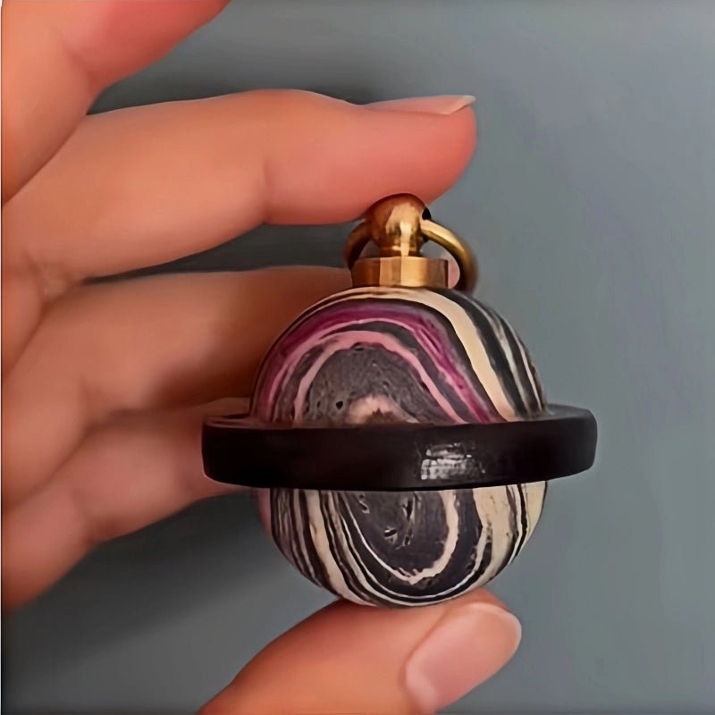 Landing Planet Bell Bag Charm Handcrafted Full - Grain Leather, Bell - Shaped Planetary Charm for Keys or Bags, Unique Gift for All - Tomlynam