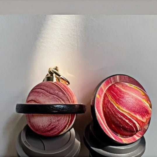 Landing Planet Bell Bag Charm Handcrafted Full - Grain Leather, Bell - Shaped Planetary Charm for Keys or Bags, Unique Gift for All - Tomlynam