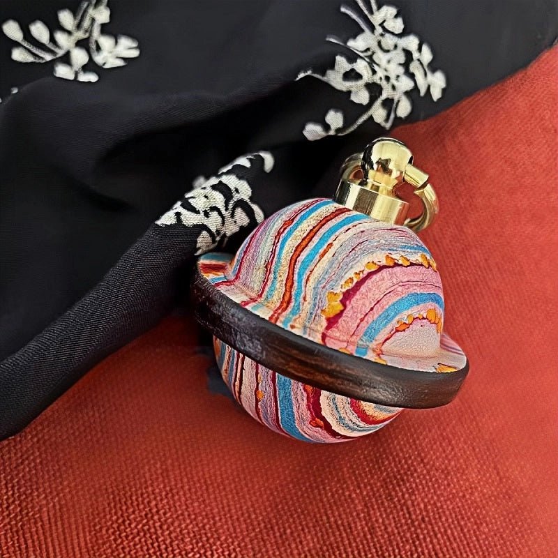 Landing Planet Bell Bag Charm Handcrafted Full - Grain Leather, Bell - Shaped Planetary Charm for Keys or Bags, Unique Gift for All - Tomlynam