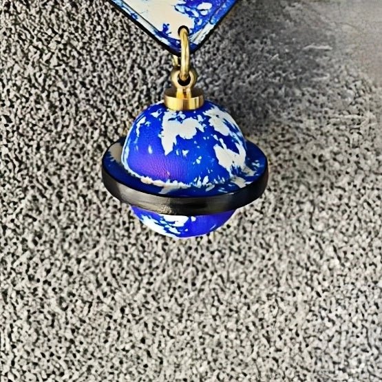 Landing Planet Bell Bag Charm Handcrafted Full - Grain Leather, Bell - Shaped Planetary Charm for Keys or Bags, Unique Gift for All - Tomlynam