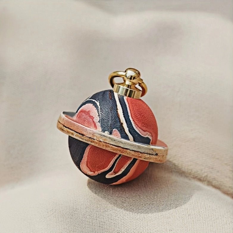 Landing Planet Bell Bag Charm Handcrafted Full - Grain Leather, Bell - Shaped Planetary Charm for Keys or Bags, Unique Gift for All - Tomlynam