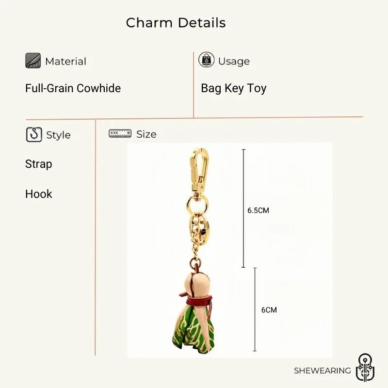 Leather Cabbage Charm – Fun Vegetable Bag Accessory, Full - Grain Cowhide, Keychain and Bookmark, Creative Design for Everyday Use - Tomlynam