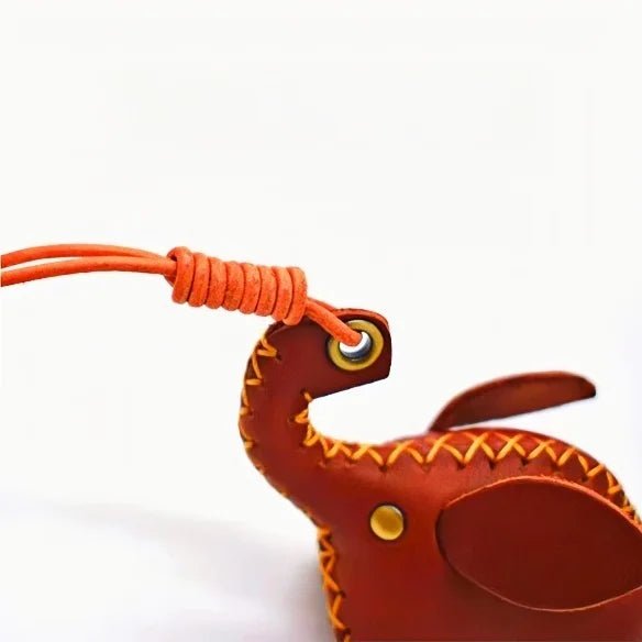 Lucky Elephant Leather Charm – Handmade Full - Grain Leather Bag Pendant | Symbol of Strength & Good Fortune | Keychain & Handbag Accessory - Tomlynam