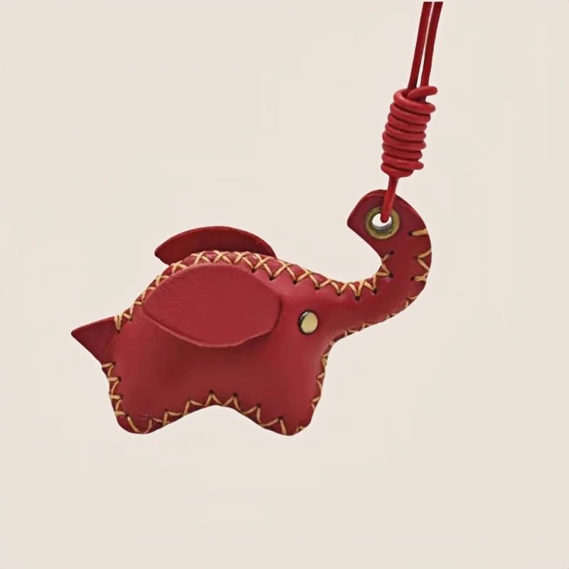 Lucky Elephant Leather Charm – Handmade Full - Grain Leather Bag Pendant | Symbol of Strength & Good Fortune | Keychain & Handbag Accessory - Tomlynam