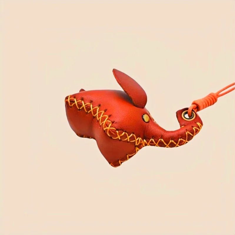 Lucky Elephant Leather Charm – Handmade Full - Grain Leather Bag Pendant | Symbol of Strength & Good Fortune | Keychain & Handbag Accessory - Tomlynam