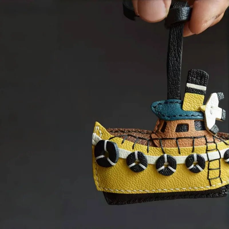 May Flower Handmade Leather Boat Charm – Original Designer Keychain for Bags & Cars | Nautical - Inspired Accessory | Artisanal Gift for Women - Tomlynam