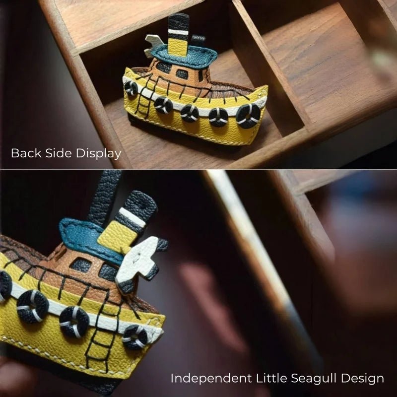 May Flower Handmade Leather Boat Charm – Original Designer Keychain for Bags & Cars | Nautical - Inspired Accessory | Artisanal Gift for Women - Tomlynam