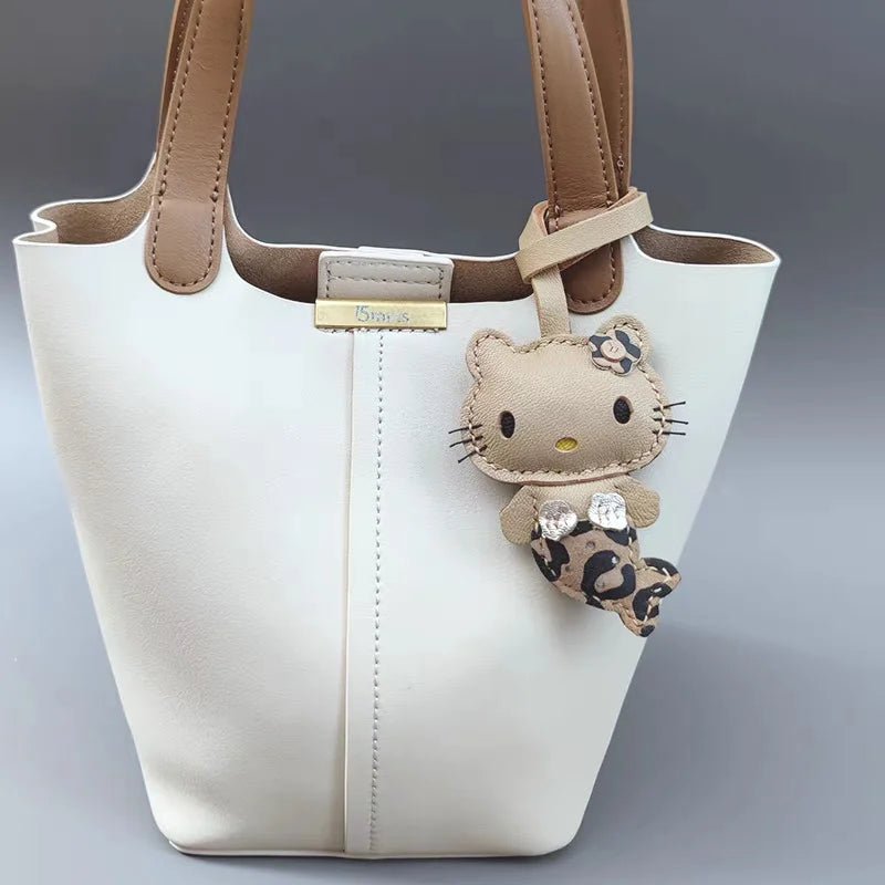 Mermaid Cat Leather Bag Charm – Handmade Genuine Leather Keychain | Cute Mermaid Pendant for Backpack, Purse & Car | Multi - Color Options for Girls - Tomlynam