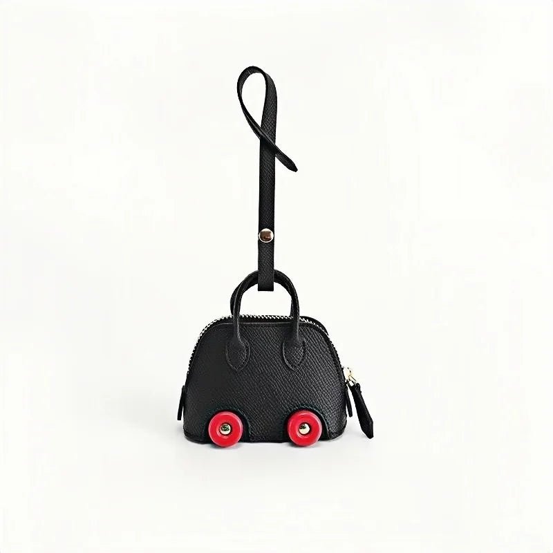 Mini Bag Charm – Vintage Car Design Full - Grain Leather Key Accessory - Tomlynam