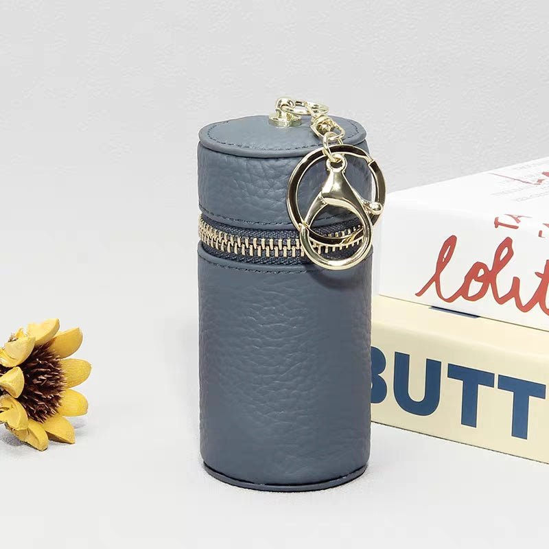 Mini Leather Lipstick & Storage Bag Charm – Handmade Top - Grain Leather Keychain | Multifunctional Coin, Earphone, & Small Accessories Holder - Tomlynam
