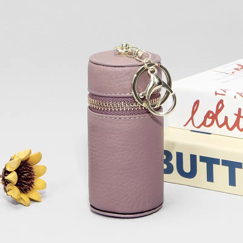 Mini Leather Lipstick & Storage Bag Charm – Handmade Top - Grain Leather Keychain | Multifunctional Coin, Earphone, & Small Accessories Holder - Tomlynam