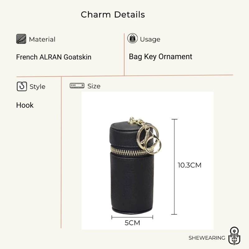 Mini Leather Lipstick & Storage Bag Charm – Handmade Top - Grain Leather Keychain | Multifunctional Coin, Earphone, & Small Accessories Holder - Tomlynam