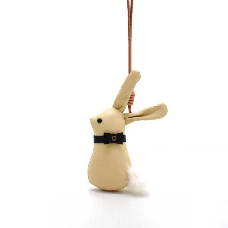 Nordic Bunny Leather Bag Charm – Handmade Full - Grain Leather Keychain | Whimsical Rabbit Pendant | Backpack & Handbag Decoration - Tomlynam