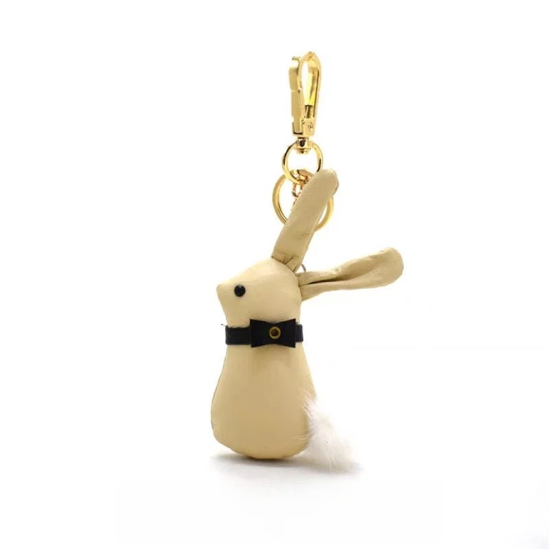 Nordic Bunny Leather Bag Charm – Handmade Full - Grain Leather Keychain | Whimsical Rabbit Pendant | Backpack & Handbag Decoration - Tomlynam