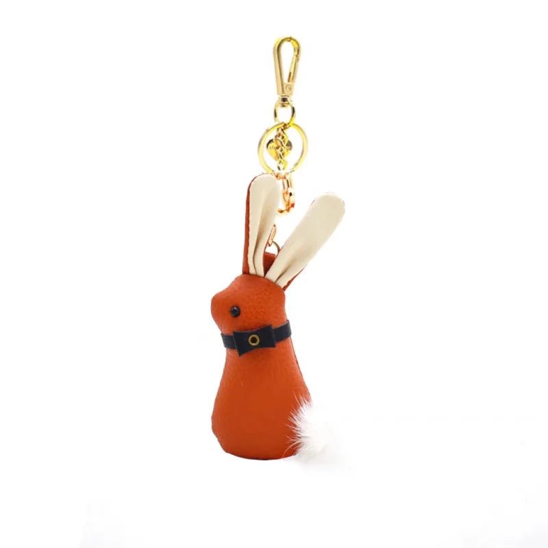 Nordic Bunny Leather Bag Charm – Handmade Full - Grain Leather Keychain | Whimsical Rabbit Pendant | Backpack & Handbag Decoration - Tomlynam