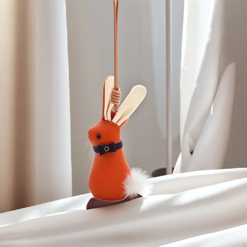 Nordic Bunny Leather Bag Charm – Handmade Full - Grain Leather Keychain | Whimsical Rabbit Pendant | Backpack & Handbag Decoration - Tomlynam