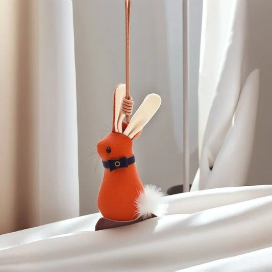 Nordic Bunny Leather Bag Charm – Handmade Full - Grain Leather Keychain | Whimsical Rabbit Pendant | Backpack & Handbag Decoration - Tomlynam