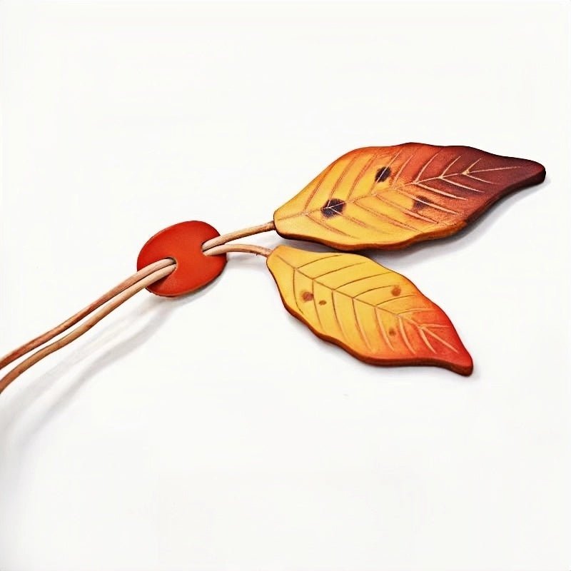 Nordic Lucky Leaves Leather Charm – Handcrafted Genuine Cowhide Leaf Bag Charm, Car Ornament, and Bookmark Accessory - Tomlynam